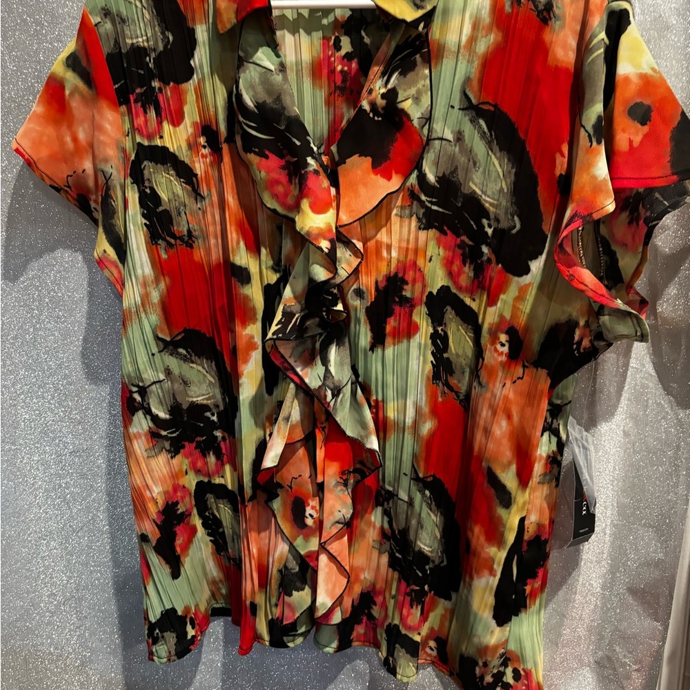 Style & Co. Multicolor Floral Ruffle Blouse
